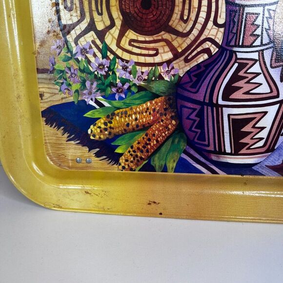 Metal Lap Tray Vintage Pottery Southwestern Native Retro Y2k Granny Core - Picture 10 of 11